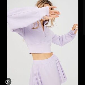 OFFLINE By Aerie Throw-Back Corset Cropped Quarter Zip